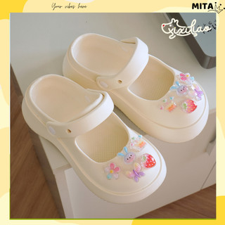 Dép cross nữ đế cao 4cm kèm 10 Sticker Dâu lấp lánh Mita kiểu sandal CSM-04
