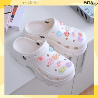 Dép cross sục nữ đế cao 6cm kèm 14 sticker Pizza kiểu sandal Mita CSM-41