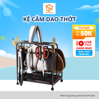 Kệ Cắm Dao Thớt Inox Kèm Ống Đũa, Kệ Để Đồ Nhà Bếp Inox Sơn Tĩnh Điện Không Gỉ Cam Homeware