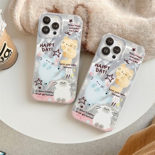 Ốp Lưng iPhone Silicon Happy Cat Ánh Bạc, Chống Sốc, Bảo Vệ Camera - iP X/XS/XR/11/12/13/14/15/16/17/Plus/Air/Pro/Max