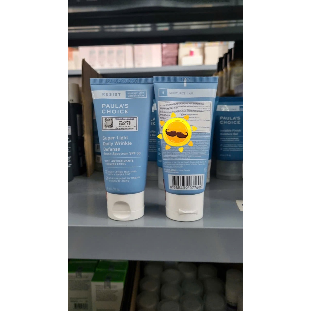 [HÀNG CTY] Kem dưỡng chống nắng đa năng Paula's Choice Resist Super-Light Daily Wrinkle Defense SPF 30 60ml Mã 7760