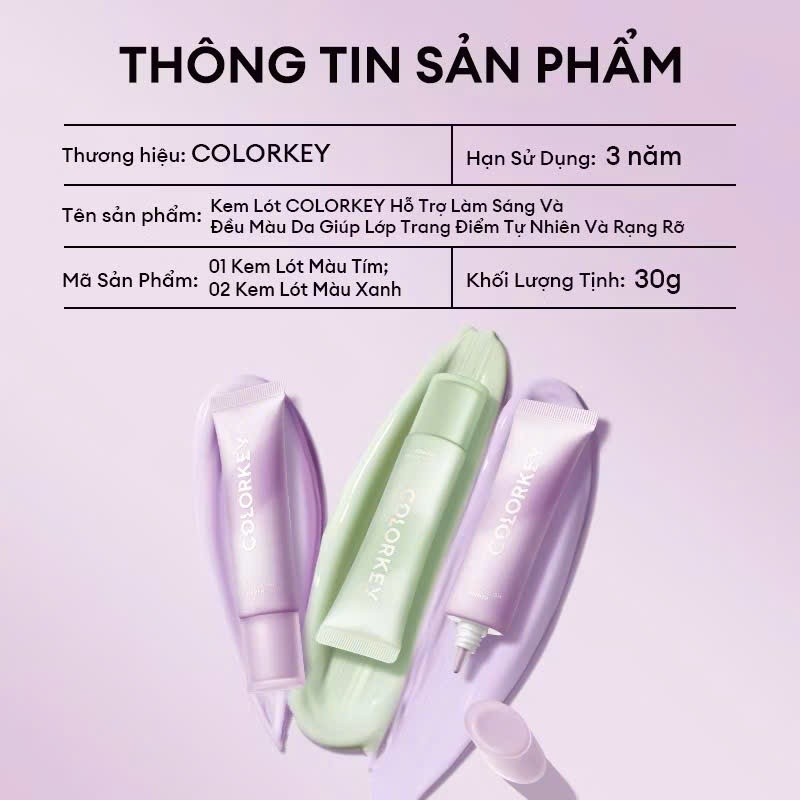 COLORKEY Kem Lót Giúp Hiệu Chỉnh Màu Da & Nâng Tone Da Mỏng Nhẹ Không Bí Da 30g | NHÍM HOUSE