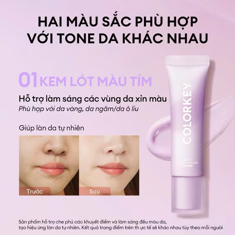 COLORKEY Kem Lót Giúp Hiệu Chỉnh Màu Da & Nâng Tone Da Mỏng Nhẹ Không Bí Da 30g | NHÍM HOUSE