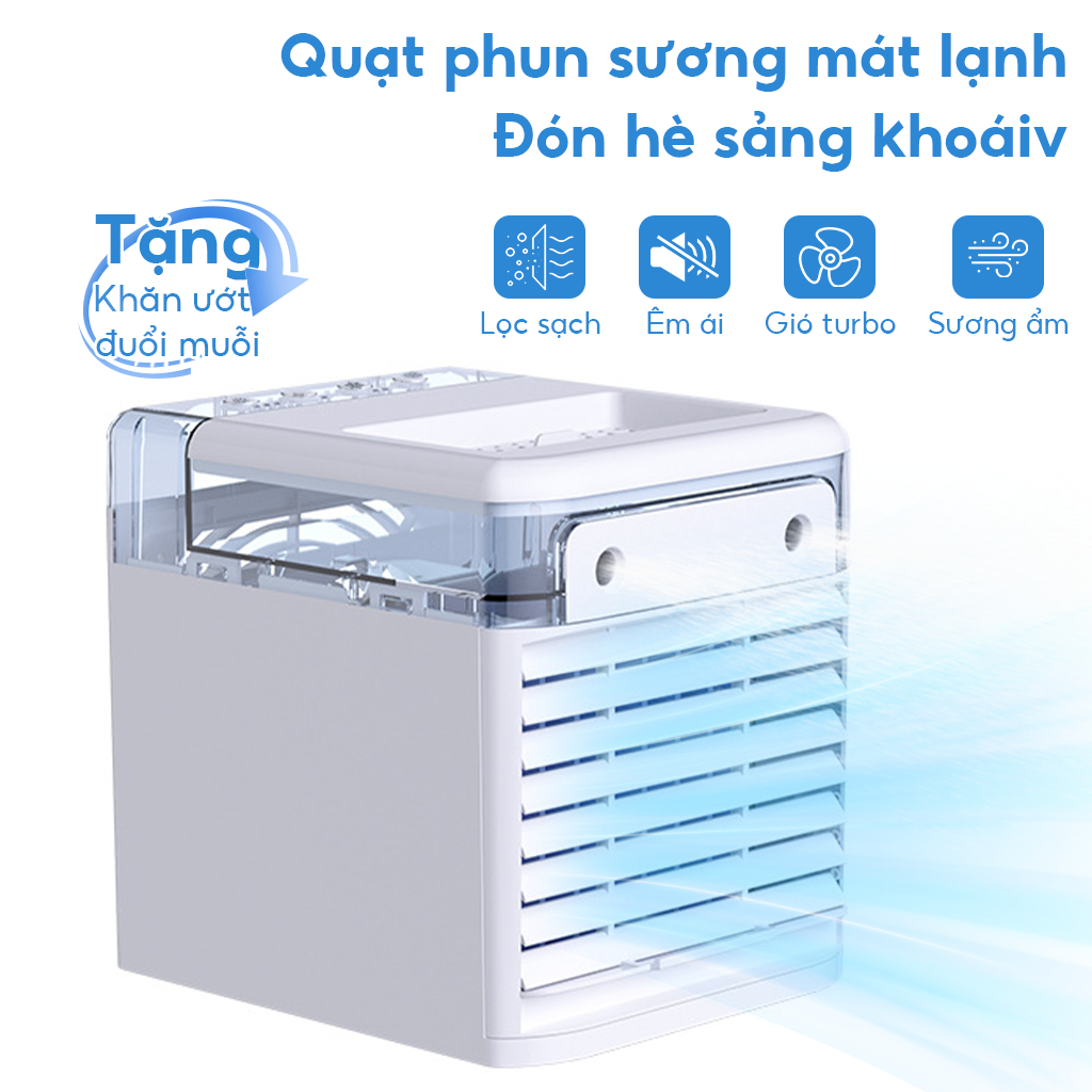 ‌Quạt Điều Hòa Mini Để Bàn 2 Chế Độ Phun Sương - Sạc USB/Cắm Điện Trực Tiếp, Làm Mát Kép, Tiết Kiệm Điện 500ml‌Quạt Điều