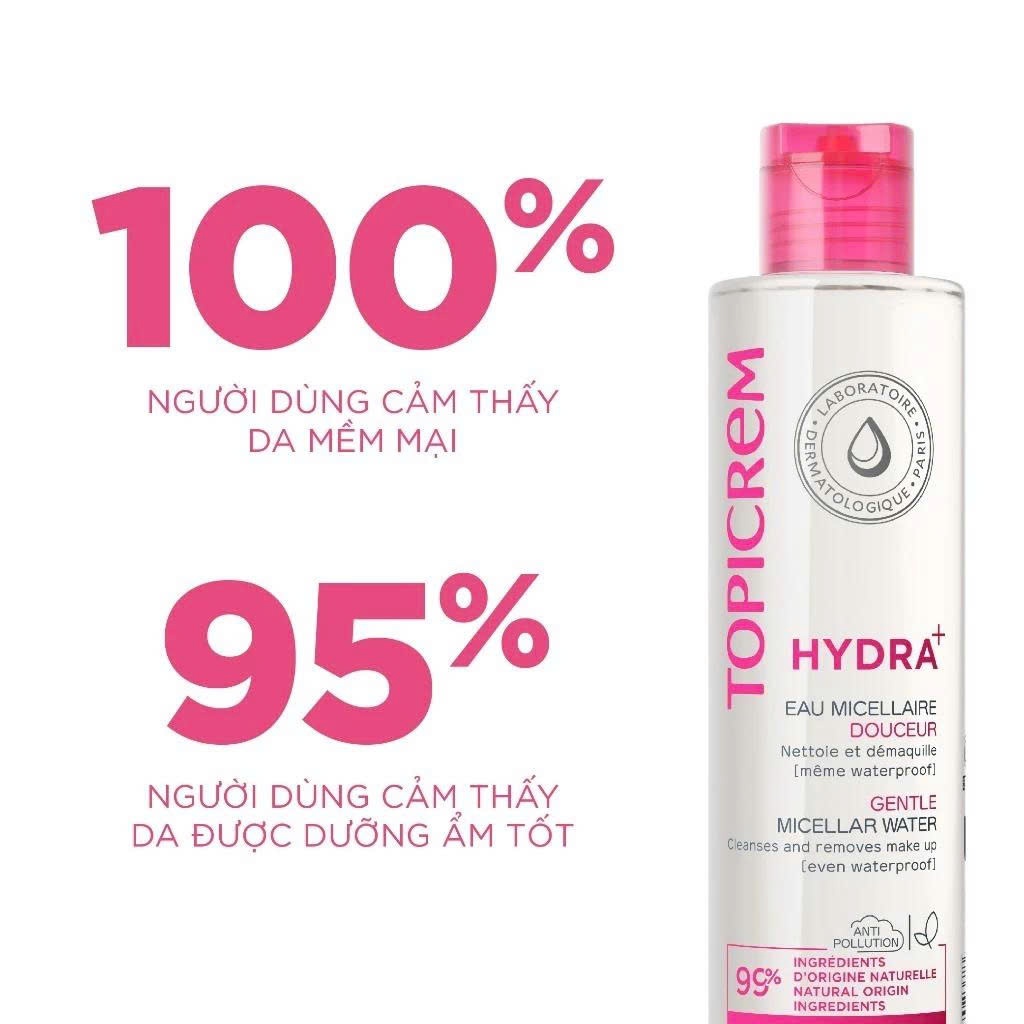 Nước tẩy trang dành cho da khô, da mụn & nhạy cảm TOPICREM GENTLE MICELLAR WATER 200ml - Skin Studio