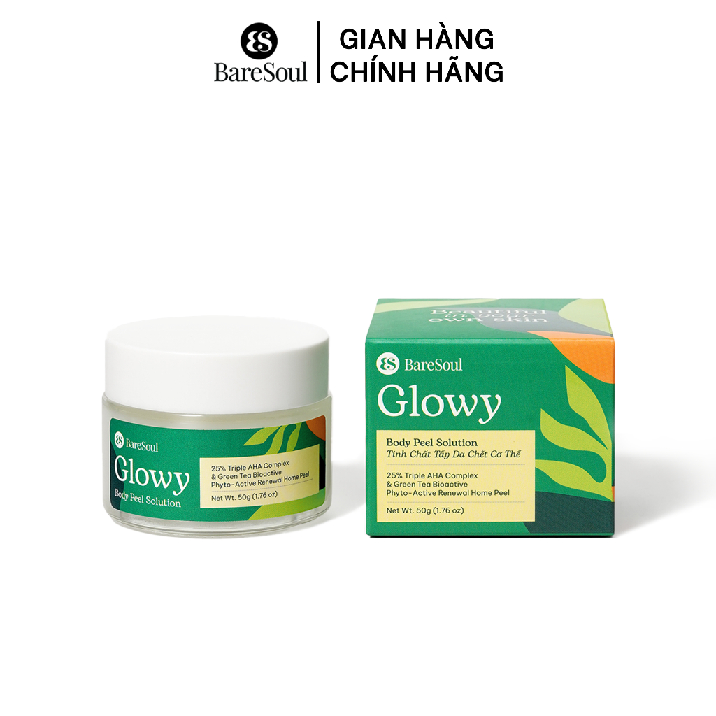 [TẶNG CỌ] Peel da giúp làm sáng, giảm thâm mông, nách, bikini, đầu gối, khuỷu tay AHA 25% BareSoul Glowy Body Peel 50g