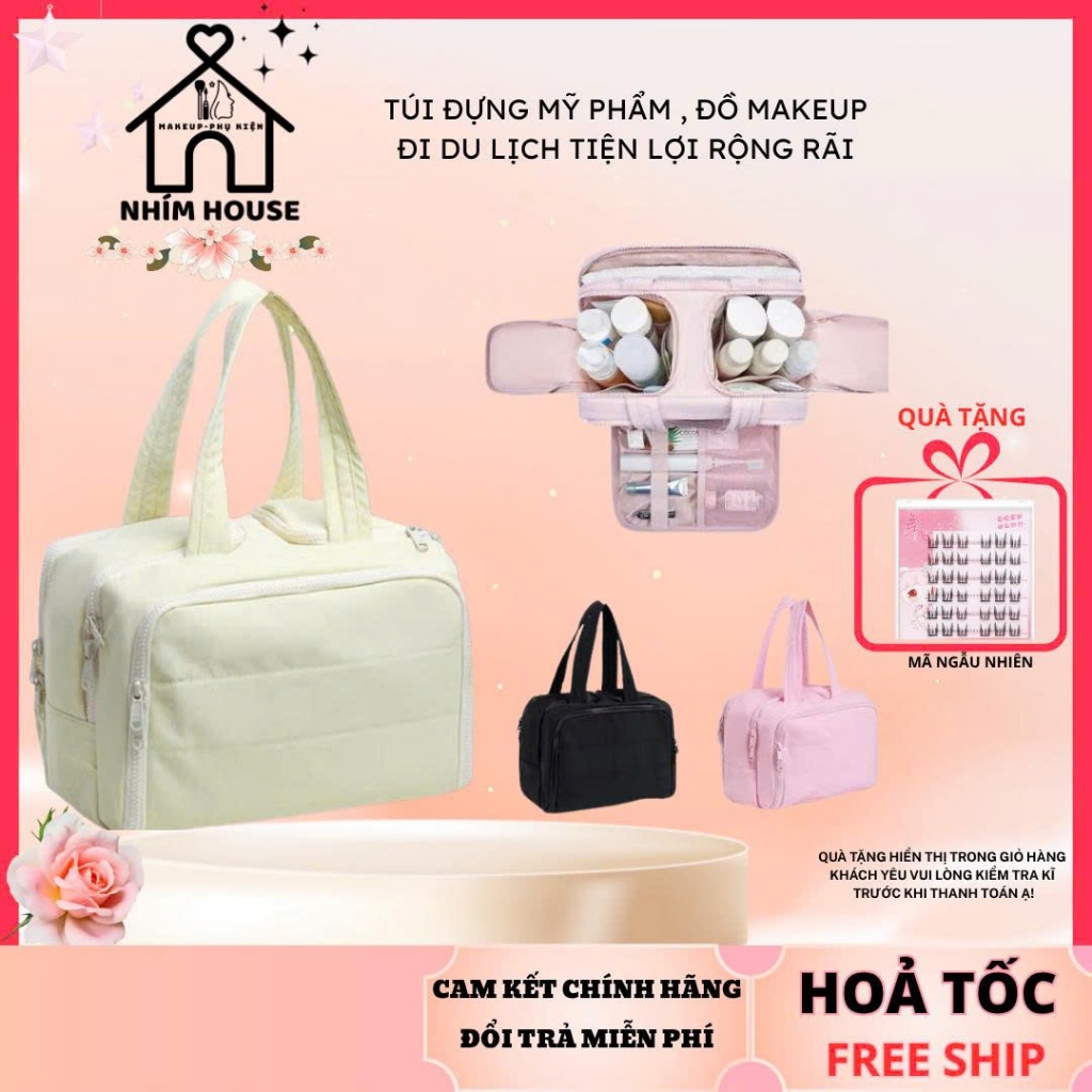 Túi Đựng Mỹ phẩm và đồ Makeup vải washbag du lịch tiện lợi gọn nhẹ | NHÍM HOUSE