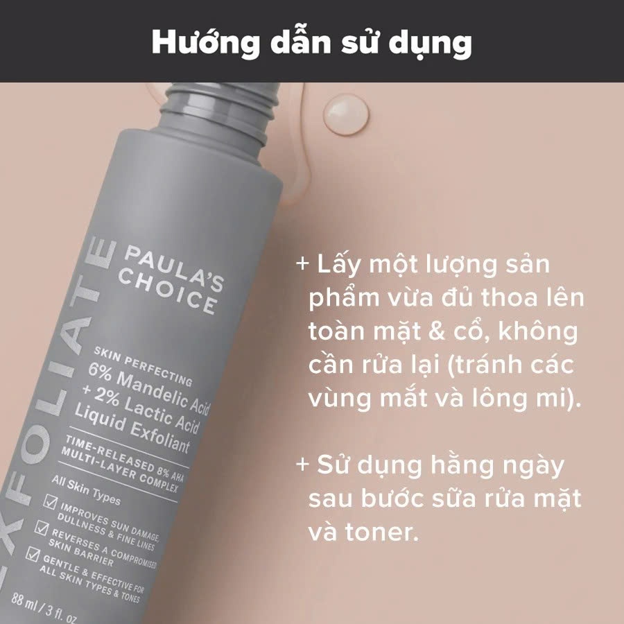 [HÀNG CTY] Dung dịch Paula's Choice Skin Perfecting 6% Mandelic Acid+2% Lactic Acid Liquid Exfoliant 30ml/88ml