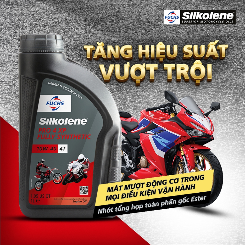 Dầu động cơ FUCHS SILKOLENE PRO 4 SAE 10W-40 XP 4 thì gốc ester, tổng hợp hoàn toàn, hiệu suất cực cao dung tích 1L | BigBuy360 - bigbuy360.vn