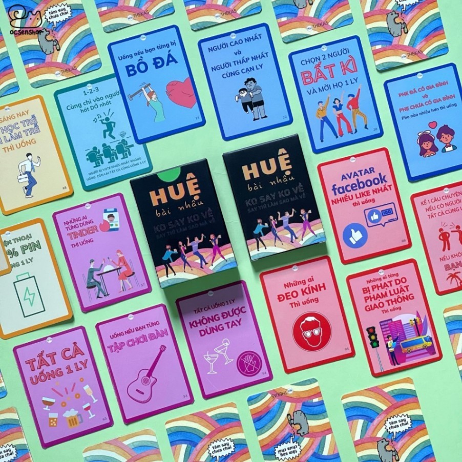 [CAO CẤP] Bộ Bài Nhậu Huệ - party game, bài uống bia TÁM SAY CHƯA CHAI KO SAY KO VỀ gắn kết bạn bè