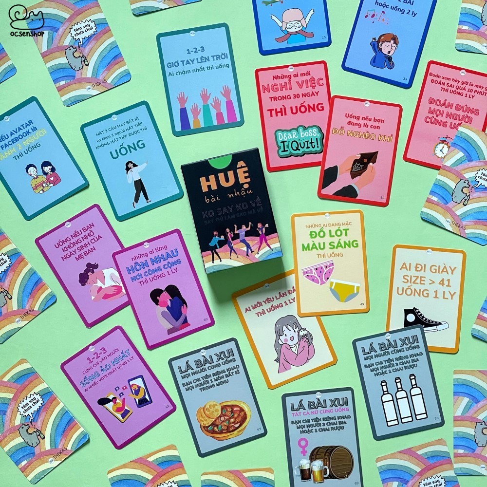 [CAO CẤP] Bộ Bài Nhậu Huệ - party game, bài uống bia TÁM SAY CHƯA CHAI KO SAY KO VỀ gắn kết bạn bè