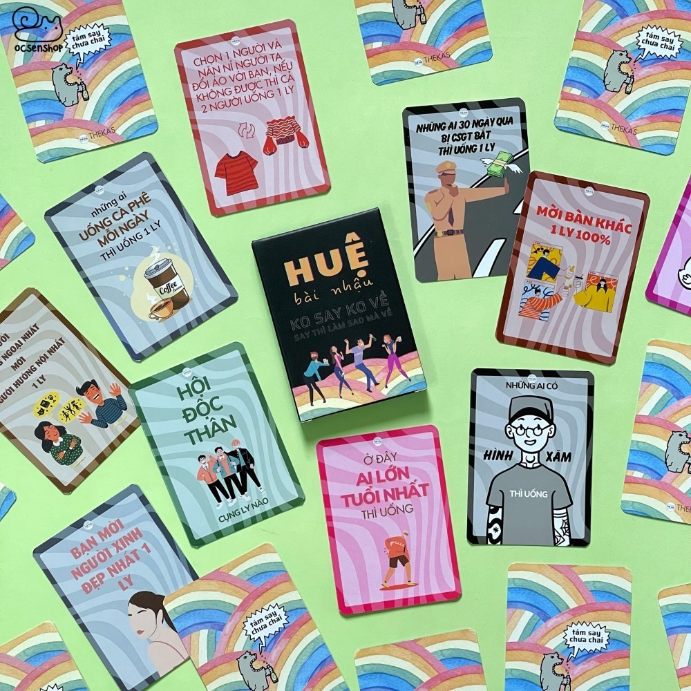 [CAO CẤP] Bộ Bài Nhậu Huệ - party game, bài uống bia TÁM SAY CHƯA CHAI KO SAY KO VỀ gắn kết bạn bè