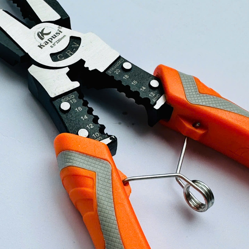 Bộ 3 Kìm Đa Năng Kapusi CR-V – Cắt, Nhọn, Bằng – Có Lò Xo, Tuốt Dây, Tay Cầm Chống Trượt