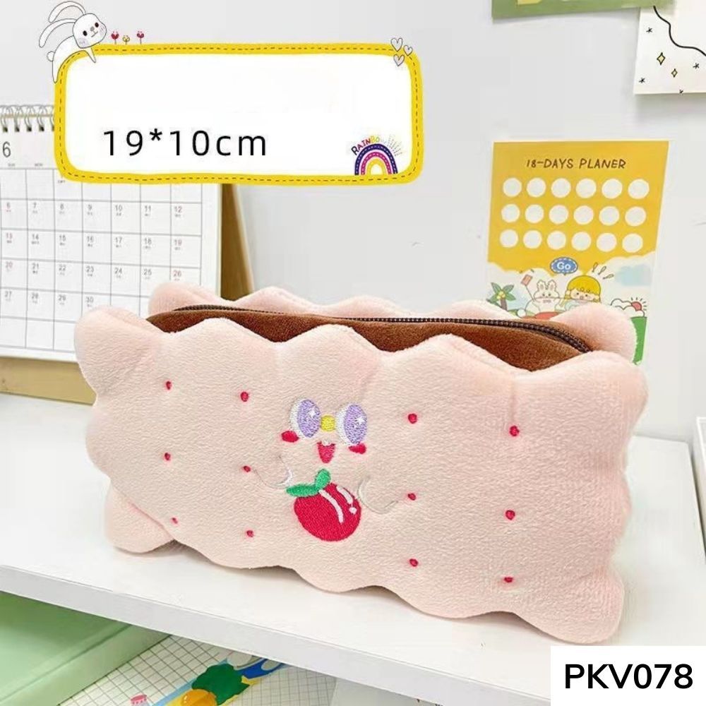 Túi đựng bút hình bánh quy vải bông mềm mại dễ thương cho học sinh dung tích lớn PKV078 gagastore