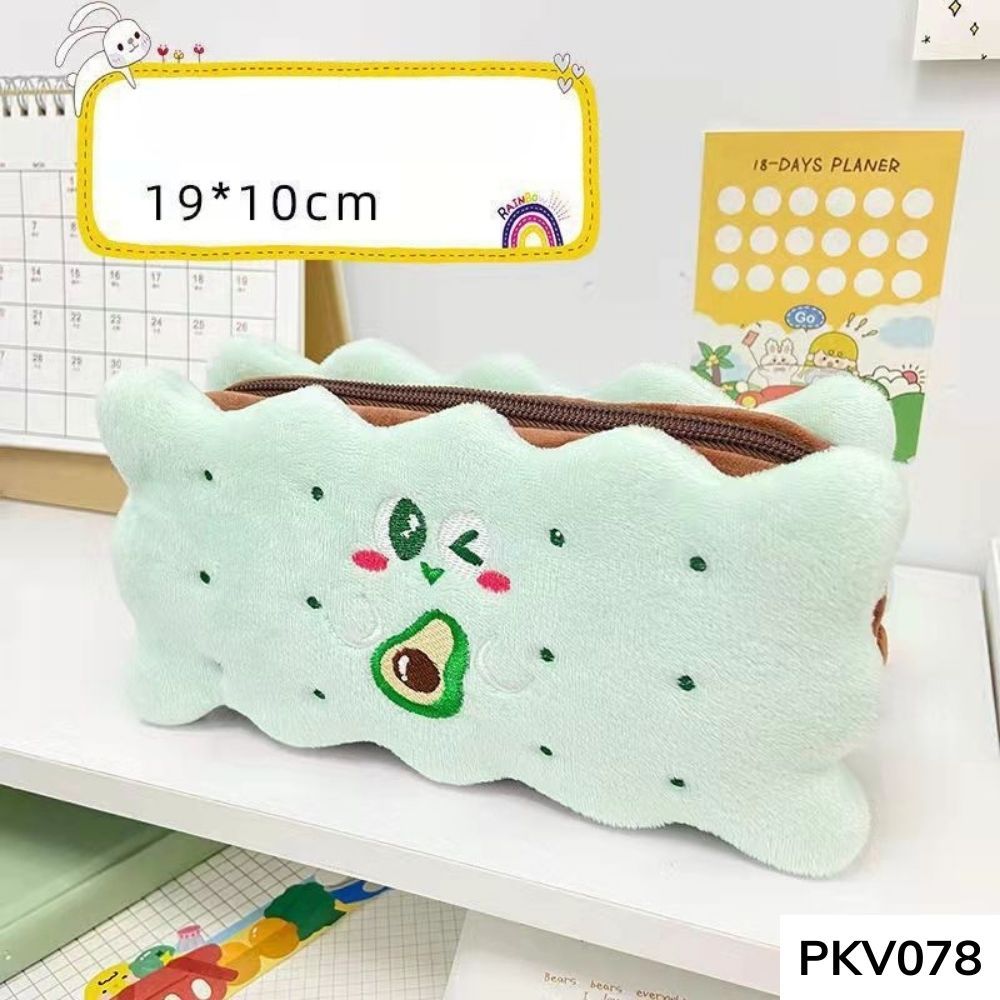 Túi đựng bút hình bánh quy vải bông mềm mại dễ thương cho học sinh dung tích lớn PKV078 gagastore