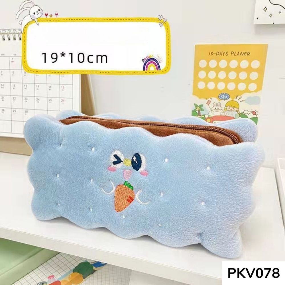 Túi đựng bút hình bánh quy vải bông mềm mại dễ thương cho học sinh dung tích lớn PKV078 gagastore