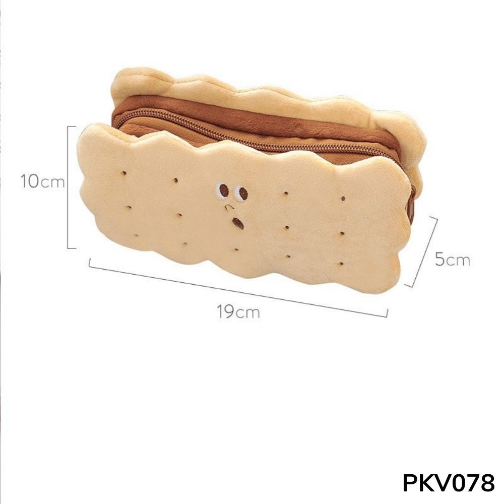 Túi đựng bút hình bánh quy vải bông mềm mại dễ thương cho học sinh dung tích lớn PKV078 gagastore