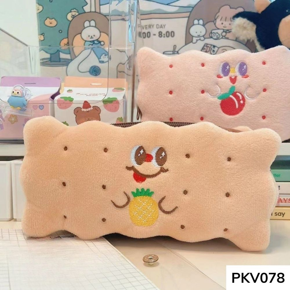 Túi đựng bút hình bánh quy vải bông mềm mại dễ thương cho học sinh dung tích lớn PKV078 gagastore