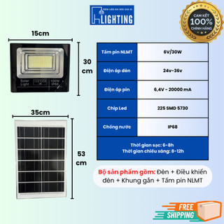 Đèn Pha Năng Lượng Mặt Trời TUVACO Siêu Sáng 100W, 200W, 300W, 500W, Vỏ Nhôm Chống Nước BH 2 Năm (CÓ QUÀ TẶNG)