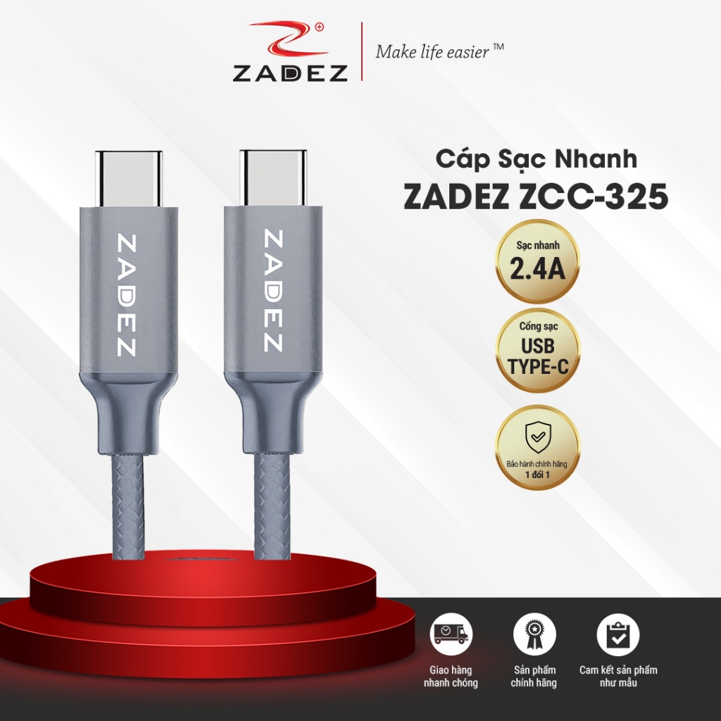 Cáp sạc ZADEZ ZCC-325 Dual USB - C sạc nhanh và truyền dữ liệu | Shopee ...
