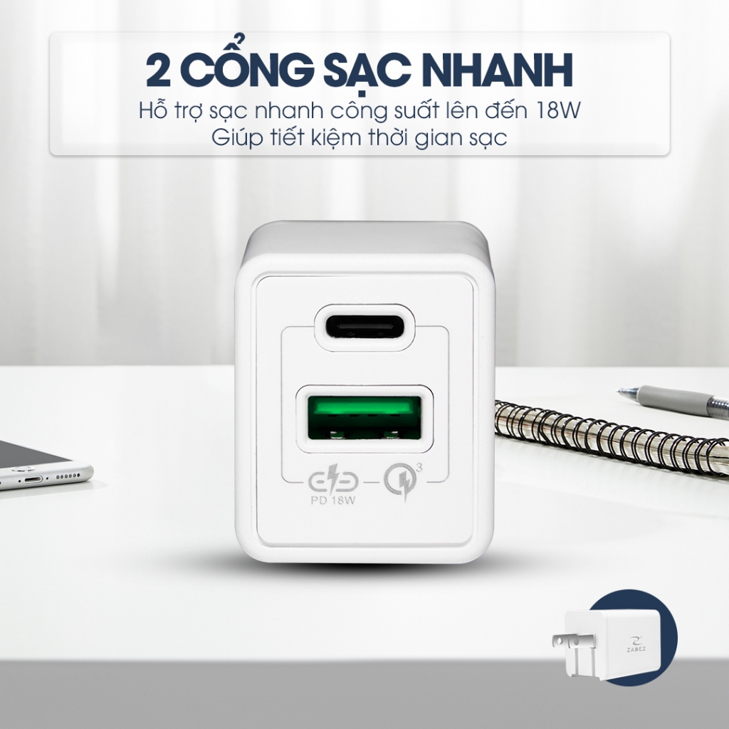 Củ Sạc Nhanh ZADEZ ZTA-4211 - Sạc Nhanh 18W Công Nghệ An Toàn, Chống Quá Tải