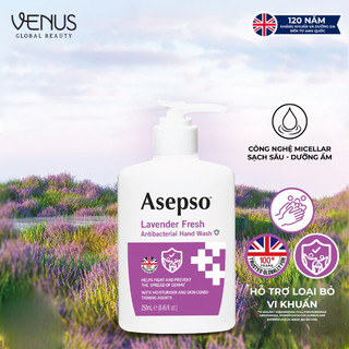 Nước Rửa Tay Kháng Khuẩn ASEPSO Hương Lavender 250ml - Dịu Nhẹ, Giữ Ẩm Không Khô Da