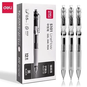 Bút Gel Deli S101 Mực đen 0.5mm Viết sổ, calligraphy, chép kinh Dùng cho học sinh, văn phòng