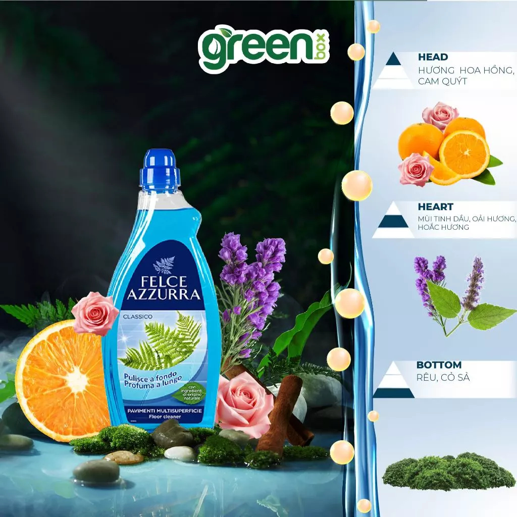Nước lau sàn hữu cơ hương nước hóa cao cấp  Felce Azzurra - 1000ml -NK Ý