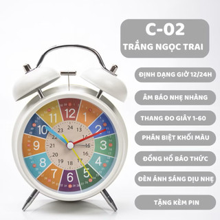 Đồng hồ báo thức để bàn chạy pin hai vỏ kim loại ĐH001