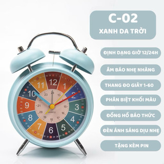 Đồng hồ báo thức để bàn chạy pin hai vỏ kim loại ĐH001