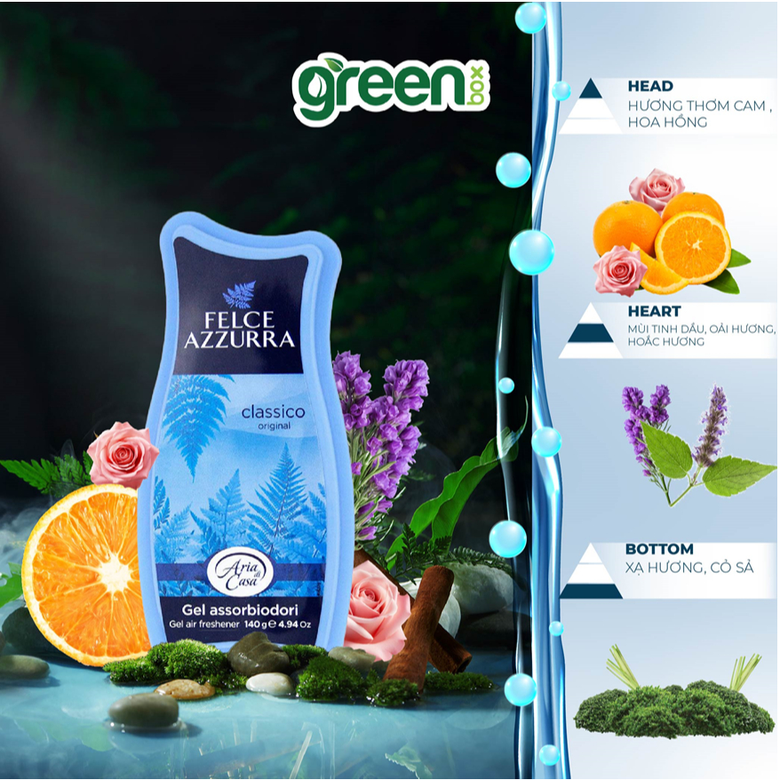 Gel thơm hữu cơ hương nước hoa cao cấp Ý Felce Azzurra - 140g - NK Ý