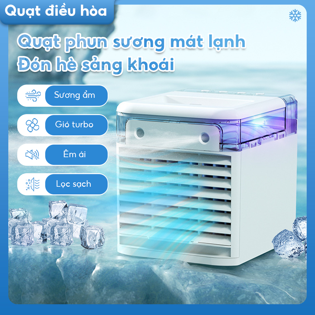 QUẠT MINI PHUN SƯƠNG KÉP - Sạc USB + Cắm Điện Trực Tiếp | Làm Mát Bàn Làm Việc, Chống Nóng Tức Thì