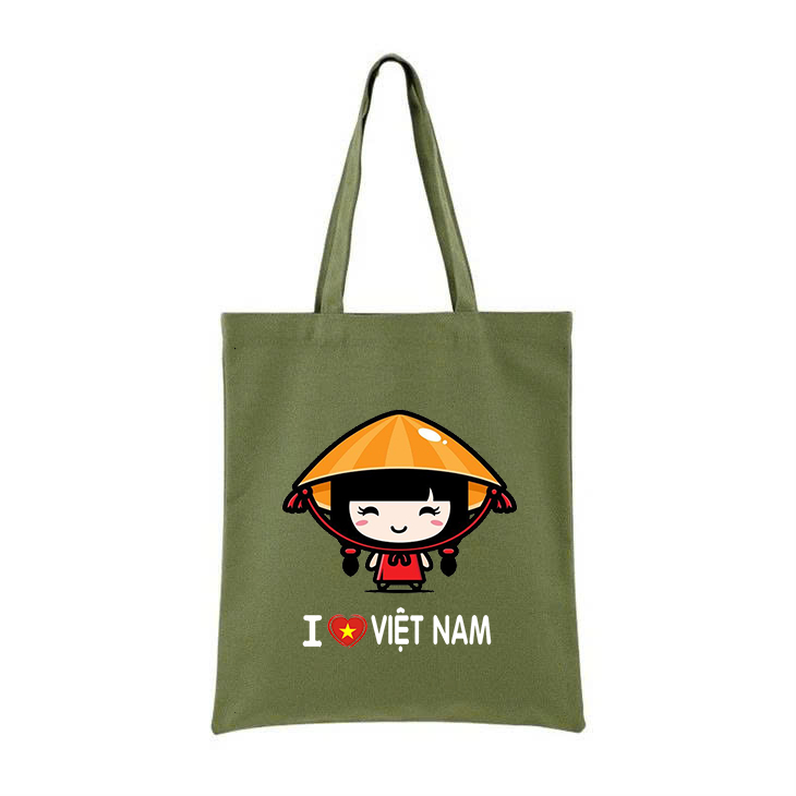 Túi Tote túi vải canvas bộ sưu tập Tôi Yêu Việt Nam có khóa dùng đi chơi đi học thời trang hàn quốc cao cấp 35x40cm