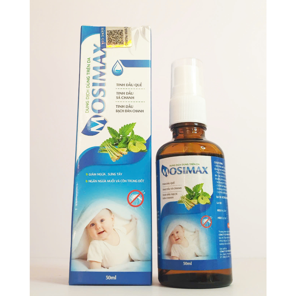 Xịt thảo dược chống muỗi MOSIMAX, giúp dịu da, mát da khi mẩn ngứa, sưng tây, muỗi đốt