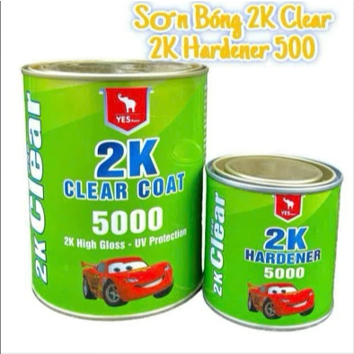 Bộ 1Kg Sơn Phủ Bóng Cao Cấp 2K Clear Coat 500 - Dùng cho chậu, gỗ, xe máy, ô tô - Chống