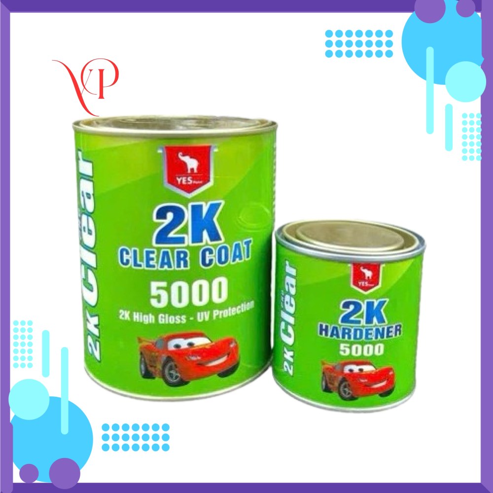 Bộ 1Kg Sơn Phủ Bóng Cao Cấp 2K Clear Coat 500 - Dùng cho chậu, gỗ, xe máy, ô tô - Chống
