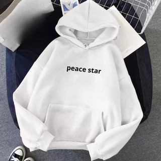 Áo khoác dài tay nón to cho nam nữ chống nắng ,mặc ấm mùa đông 3 màu in chữ PEACE STAR K1