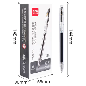 Bút Gel Bấm Deli A623 0.5mm Bút Nhấn Thiết Kế Trong Suốt, Mực Đen Nhanh Khô, Viết Êm Trơn