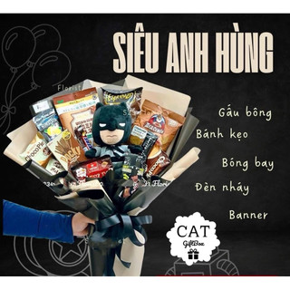 Bó Hoa Bánh Kẹo Siêu Anh Hùng – Batman / Captain America/ Spiderman , quà tặng bánh kẹo, bó hoa bánh kẹo tặng bé trai
