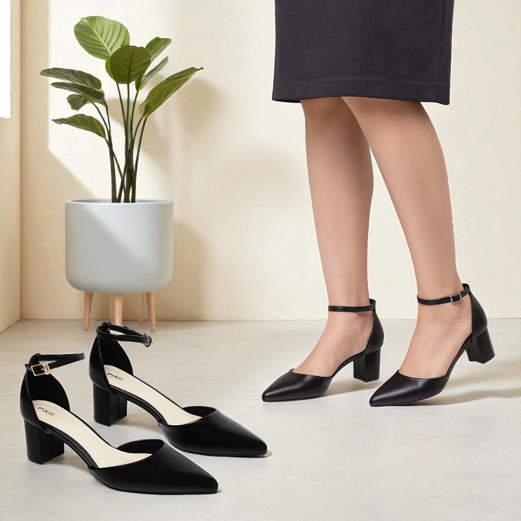 Giày Cao Gót 5cm Bít Mũi Quai Hậu Pixie H349