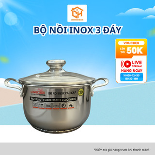 Bộ nồi inox 3 đáy Longcook – Cao cấp, tiện dụng cho mọi gian bếp Dùng Được Bếp Từ Cam Homeware