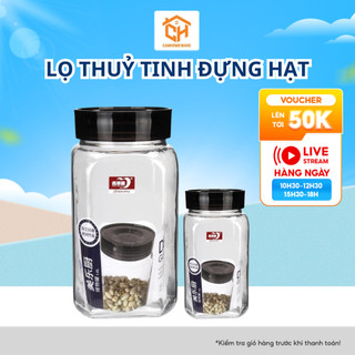 Lọ Thuỷ Tinh Đựng Hạt, Thực Phẩm Nắp Xoáy Inox Deli Cam Homeware