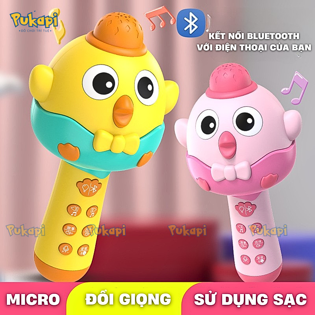 Đồ Chơi Micro  Mic Hát Karaoke Micro Bluetooth Không Dây Đồ Chơi Âm Nhạc Loa Kèm Dây Sạc Đa Chức Năng- Đồ Chơi PUKAPI