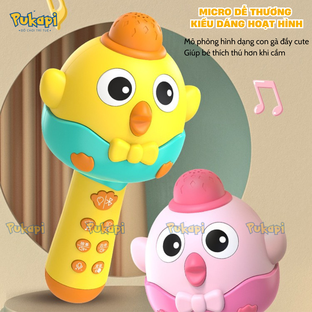 Đồ Chơi Micro  Mic Hát Karaoke Micro Bluetooth Không Dây Đồ Chơi Âm Nhạc Loa Kèm Dây Sạc Đa Chức Năng- Đồ Chơi PUKAPI