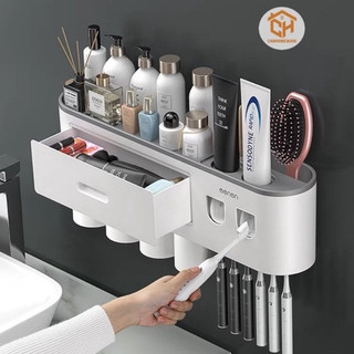 Bộ Nhả Kem Đánh Răng Tự Động, Kệ Để Đồ Phòng Tắm Cao Cấp Oenon Cam Homeware