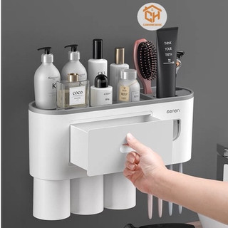 Bộ Nhả Kem Đánh Răng Tự Động, Kệ Để Đồ Phòng Tắm Cao Cấp Oenon Cam Homeware