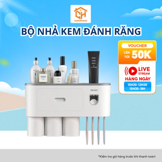 Bộ Nhả Kem Đánh Răng Tự Động, Kệ Để Đồ Phòng Tắm Cao Cấp Oenon Cam Homeware
