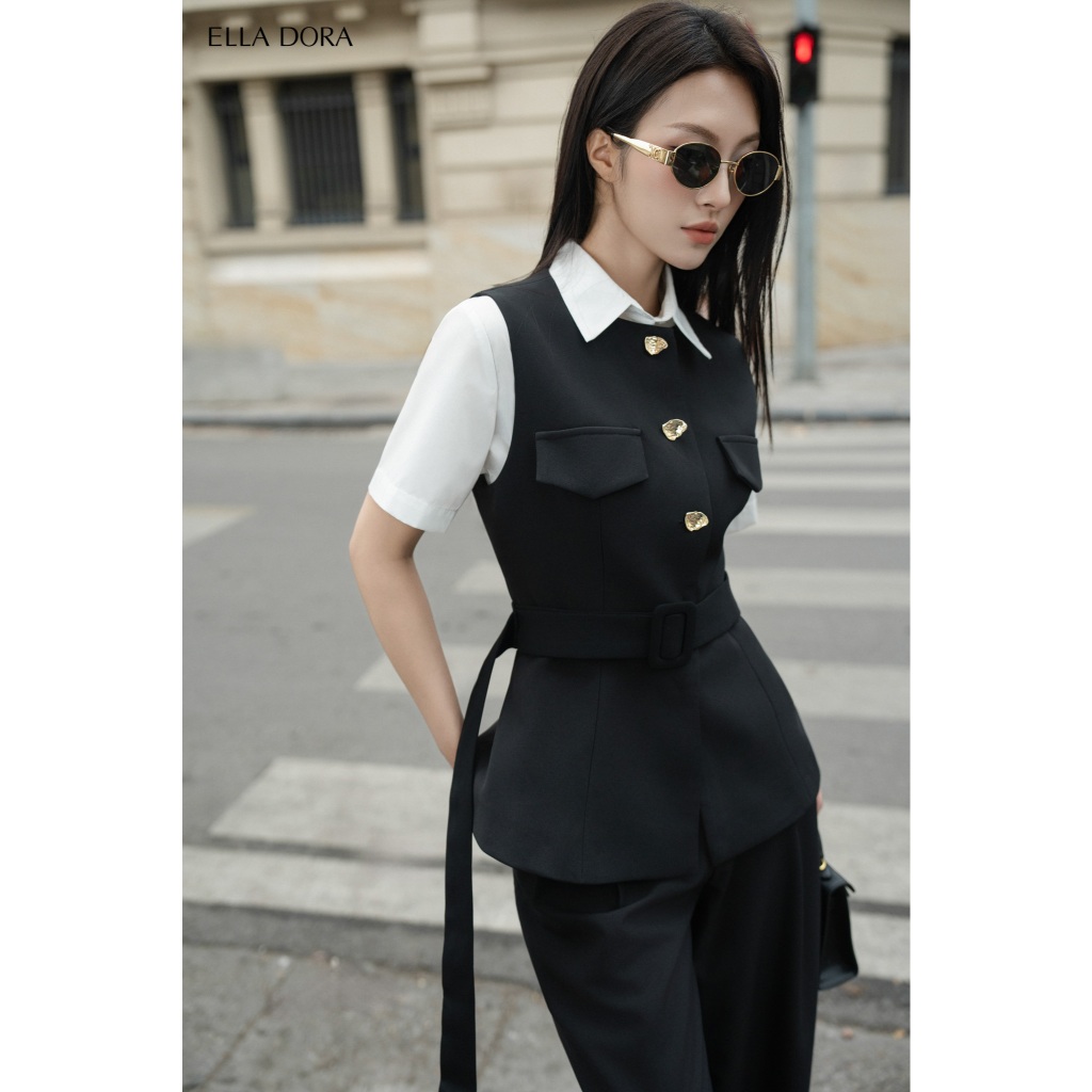 Áo gile nữ ELLA DORA thiết kế đai eo form gọn tôn dáng thanh lịch phong cách công sở [AK43]