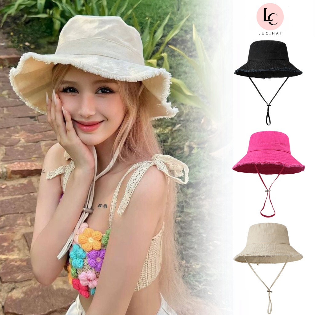 Mũ bucket tua rua trơn vải kaki mềm mịn , nón tai bèo vành rộng cá tính dành cho nữ phong cách thời trang hàn quốc