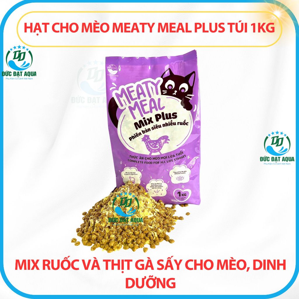Hạt cho mèo MEATY MEAL PLUS Túi 1KG mix ruốc và thịt gà sấy cho mèo, dinh dưỡng tốt cao cấp 8
